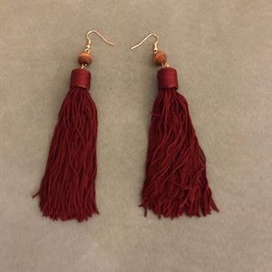 Red tassel earrings